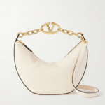 Valentino Garavani Ivory Leather Small Hobo Vlogo Shoulder Bag Black - Women