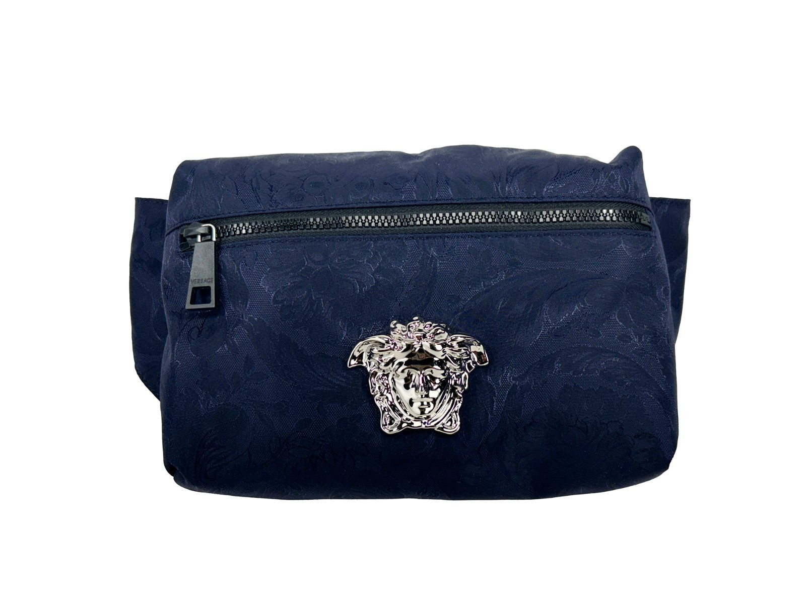 Versace Medusa Navy Nylon Belt Bag Waist Fanny Pack Purse Silver - Women