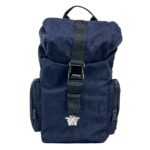 Versace Medusa Nylon Buckle Drawstring Backpack Bag Silver - Women