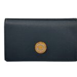 Versace Mini Chain Black Crossbody Wallet Bag Gold Fabric - Women