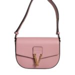 Versace Pink Grainy Calf Leather Logo Crossbody Shoulder Bag - Women