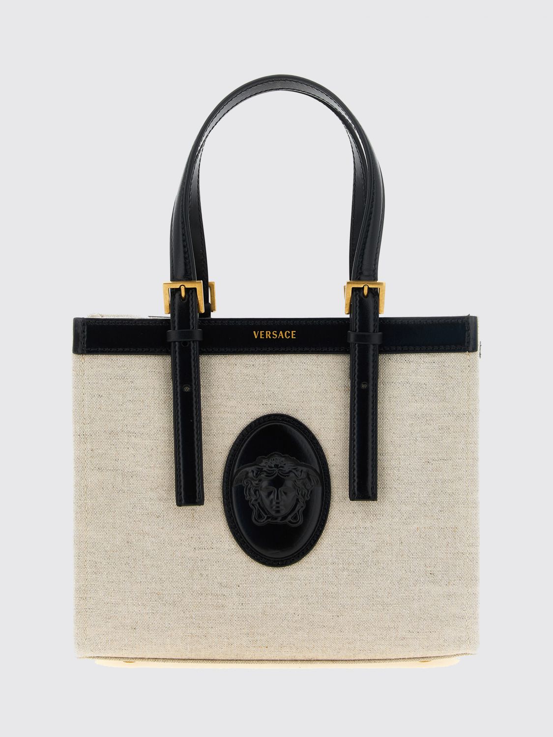 VERSACE Rivière Mini Linen and Cotton Tote Bag with Medusa Logo
