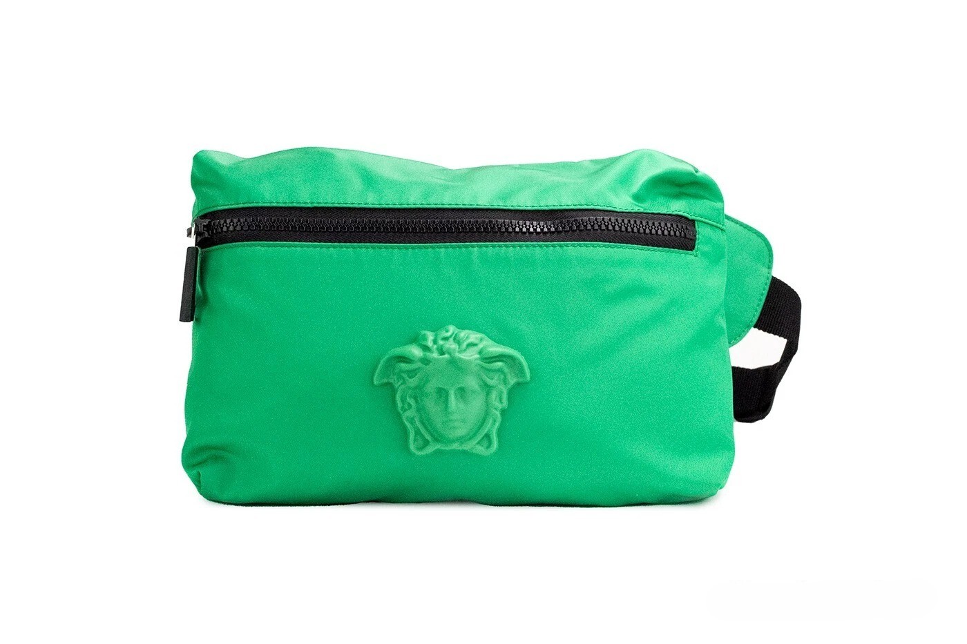 Versace Small Bright Green Nylon Matte Medusa Belt Bag Waist Fanny Pack Purse Black - Women