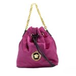 Versace Small Dahlia Nylon Medusa Pendant Bucket Chain Crossbody Bag Purse Gold Leather - Women