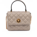 Versace Taupe Quilted Leather Handbag Beige Bag - Women
