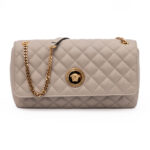 Versace Taupe Quilted Leather Shoulder Strap Bag Beige - Women