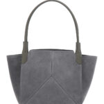 Victoria Beckham Handbag Victoria Piccola with Logo Lettering Embossed on the Front in Grey Suede for Women Calf Hand Bags - Women