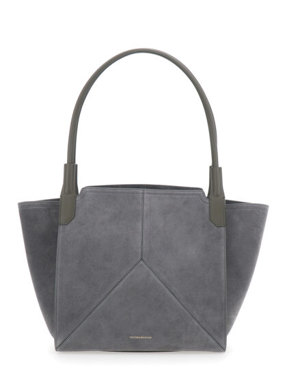 Victoria Beckham Handbag Victoria Piccola with Logo Lettering Embossed on the Front in Grey Suede for Women Calf Hand Bags - Women