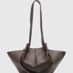 YUZEFI Medium Mochi Grained Leather Shoulder Bag with Double Handle