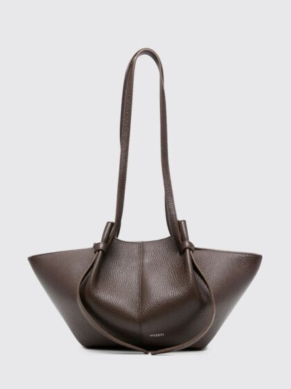 YUZEFI Medium Mochi Grained Leather Shoulder Bag with Double Handle