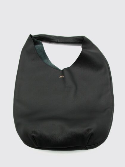 A. P.C. Le Neige Large Shoulder Bag in Grained Leather with Laminated Logo