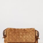 BOTTEGA VENETA Notturno Intrecciato Leather Shoulder Bag with Knotted Strap