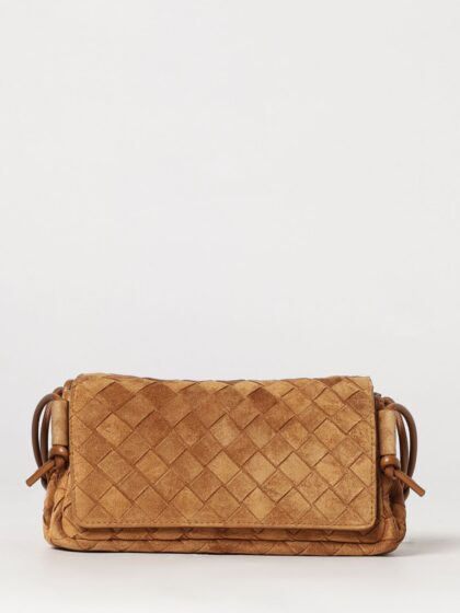 BOTTEGA VENETA Notturno Intrecciato Leather Shoulder Bag with Knotted Strap