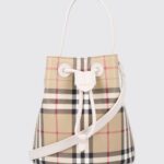 BURBERRY Coated Cotton Bucket Bag in Vintage Check Print