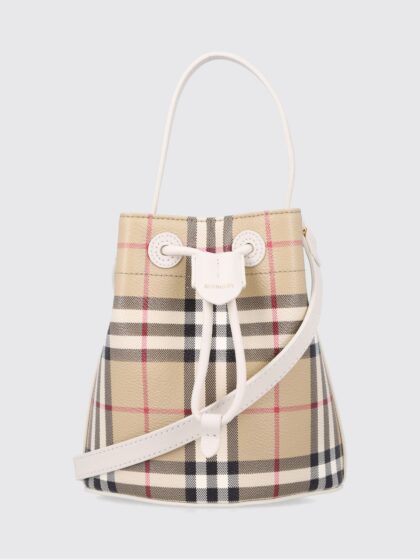 BURBERRY Coated Cotton Bucket Bag in Vintage Check Print