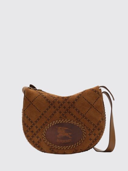 BURBERRY Tavistock Suede Crossbody Bag with Perforated EKD Logo