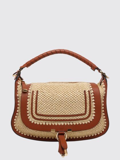 CHLOÉ Crochet Raffia and Leather Marcie Bag