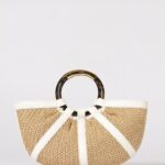 COCCINELLE Shell Medium Bag in Crochet Raffia and Hammered Leather