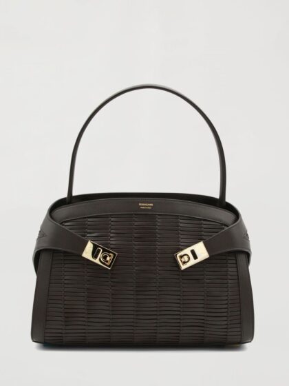 FERRAGAMO Hug Bag in Woven Leather