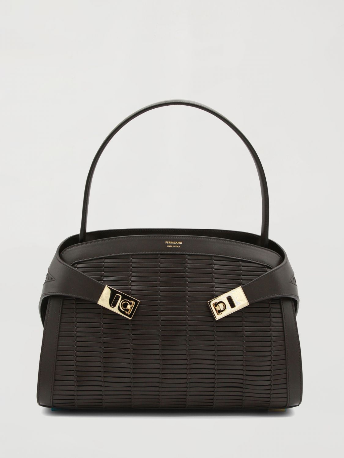 FERRAGAMO Hug Bag in Woven Leather