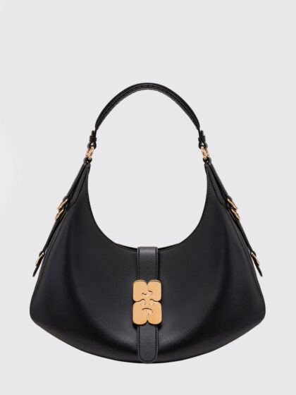 GANNI Small Kat Recycled Leather Shoulder Bag with Butterfly Logo