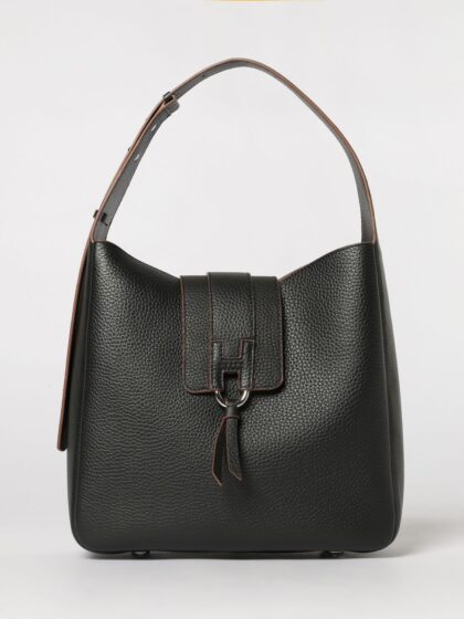HOGAN Grained Leather Hobo Shoulder Bag