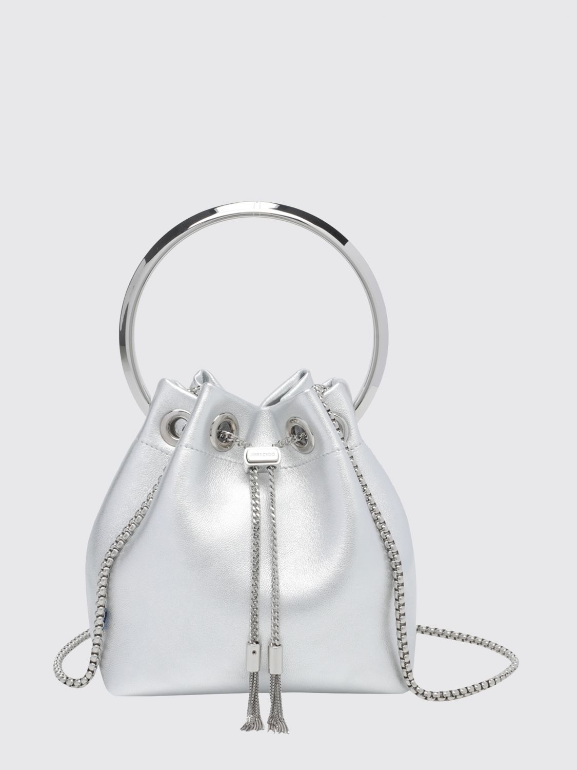 JIMMY CHOO Bon Bon Mini Bag in Laminated Nappa with Metallic Handle