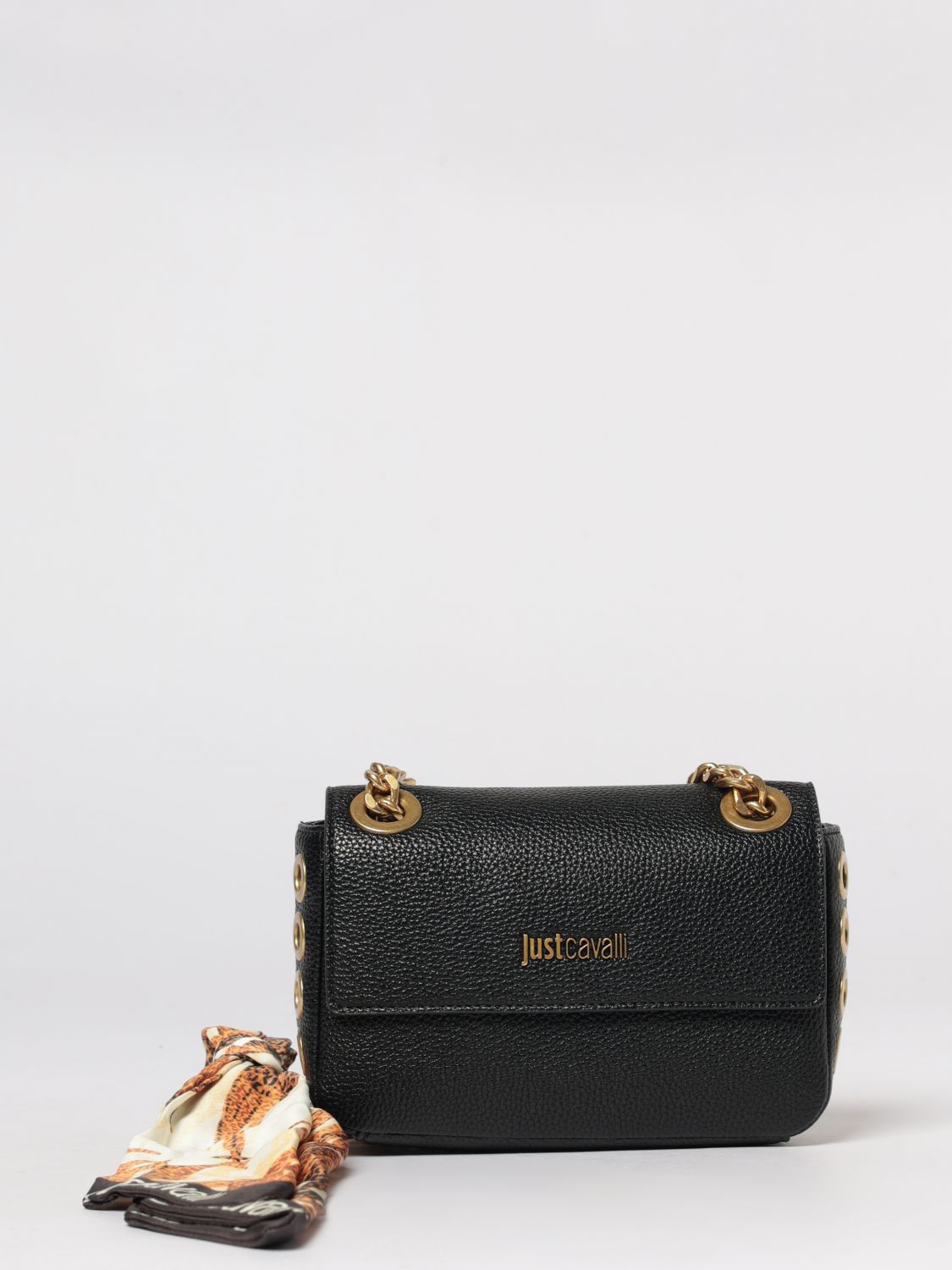 JUST CAVALLI Grained Faux Leather Shoulder Bag