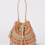 LA CARRIE Andromeda Raffia Bag with Stones and Studs