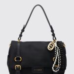 LA CARRIE Atena Nylon Shoulder Bag with Leather Trim