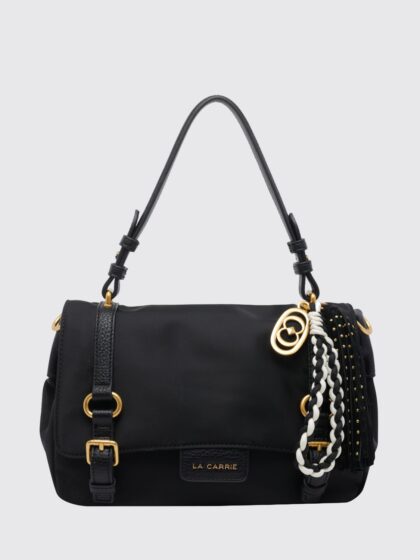 LA CARRIE Atena Nylon Shoulder Bag with Leather Trim
