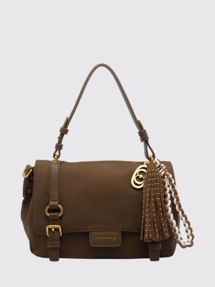 LA CARRIE Atena Nylon Shoulder Bag with Leather Trim