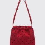 MANU ATELIER Romy Polka-Dot Suede Bucket Bag with Drawstring Closure