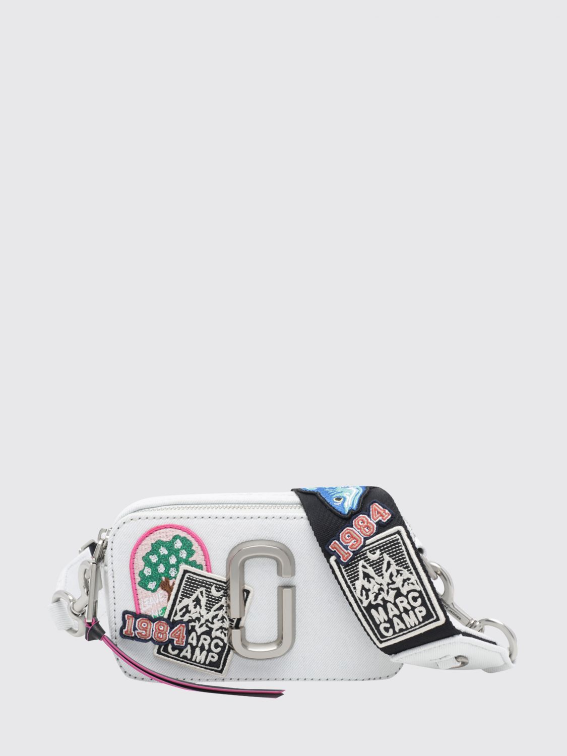 MARC JACOBS The Snapshot Denim Cross-body Bag with Patches and Double J Logo