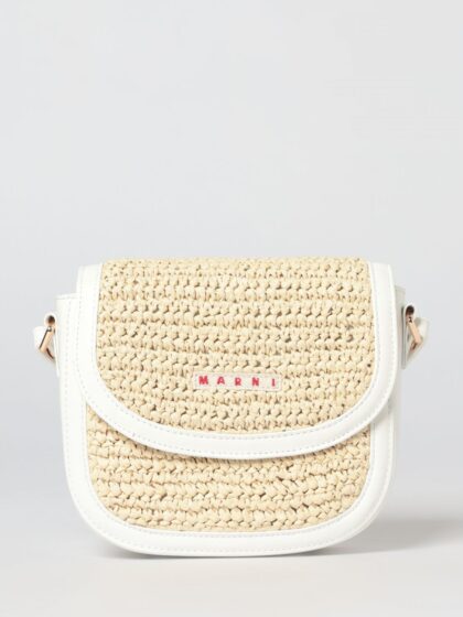MARNI Crochet Raffia and Faux Leather Shoulder Bag