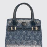 PHILIPP PLEIN Denim Bag with Rhinestone Hexagon