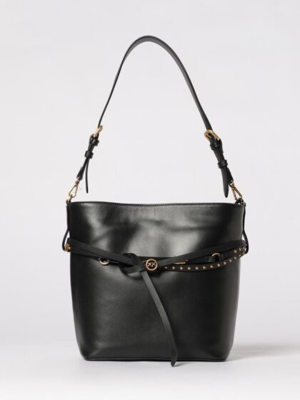 PINKO Belt Bag Leather Bucket Bag with Micro Studs