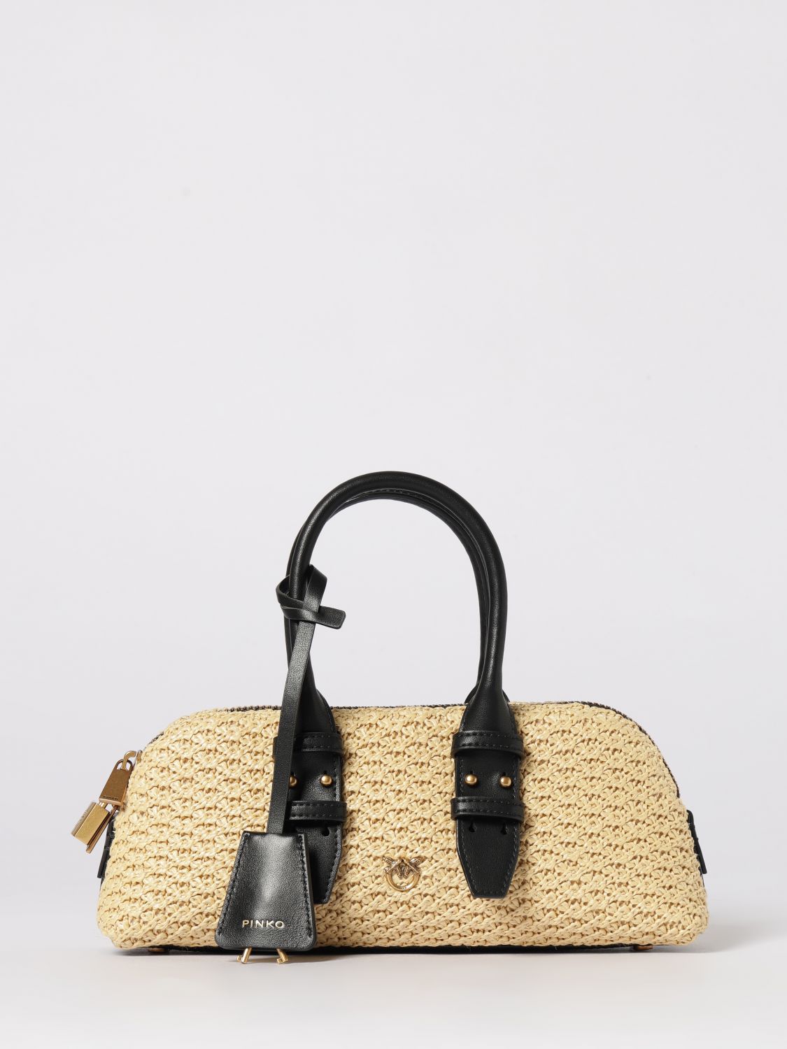 PINKO Escape Bag Horizontal Raffia and Leather