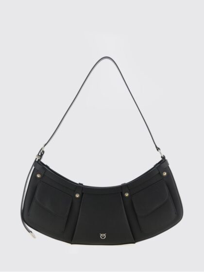PINKO Pocket Body Leather Shoulder Bag with Pockets