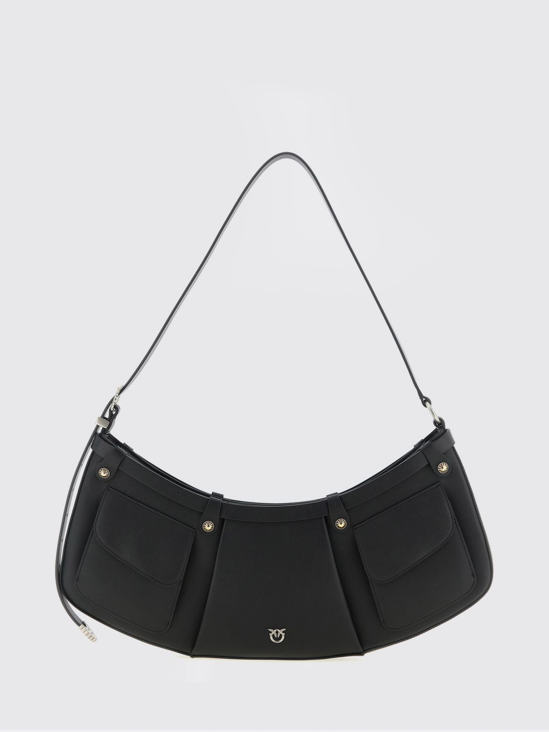 PINKO Pocket Body Leather Shoulder Bag with Pockets