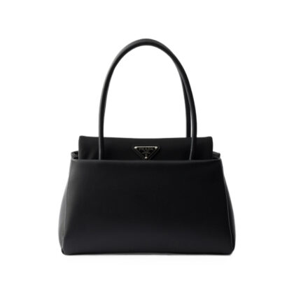 Prada Passage Small Leather Bag With Re-Nylon Flap