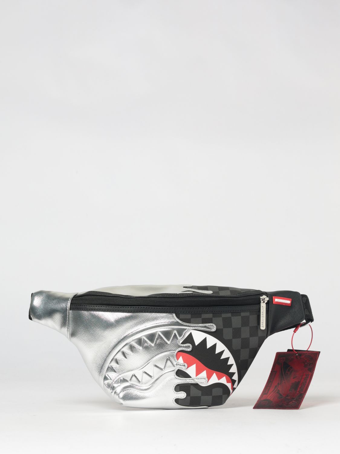 SPRAYGROUND Saffiano Coated Cotton Belt Bag with Check Pattern and Logo