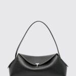 TOTEME T-Lock Flared Leather Shoulder Bag with Signature Turn-Lock Closure