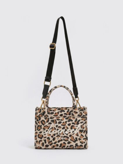 Twinset Cow Print Cotton Canvas Bag