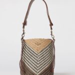 Twinset Striped Raffia Bucket Bag