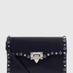 VALENTINO GARAVANI Rockstud Mini Bag in Hammered Leather with Crystals