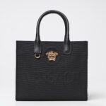 VERSACE La Medusa Cotton Canvas and Leather Bag