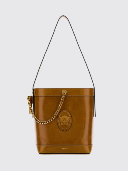 VERSACE Leather Pivot Bucket Bag