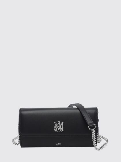 AMIRI Leather Mini Crossbody Bag with Monogram and Chain Strap