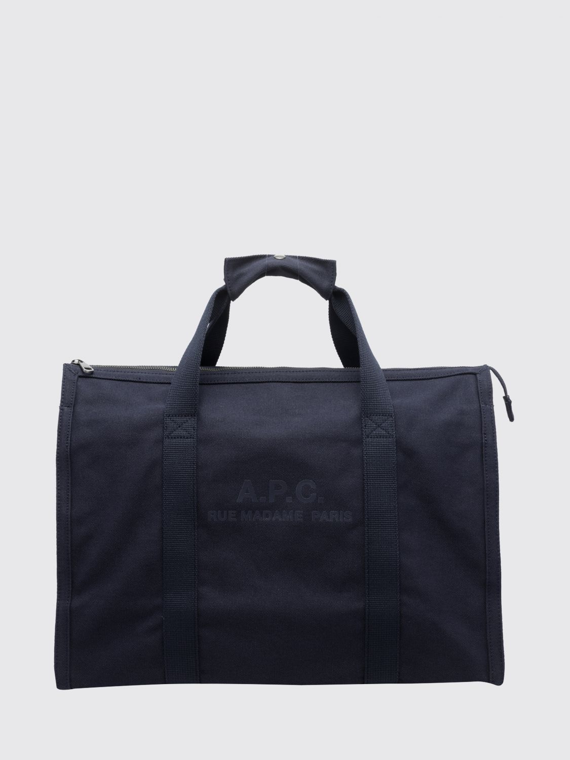 A. P.C. Cotton Canvas Tote Bag with Double Handle and Zip Closure